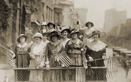 Women holding flags