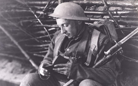 Soldier reading book
